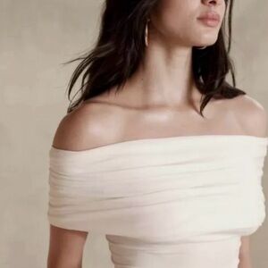Banana Republic White Off The Shoulder Modal Top Blouse